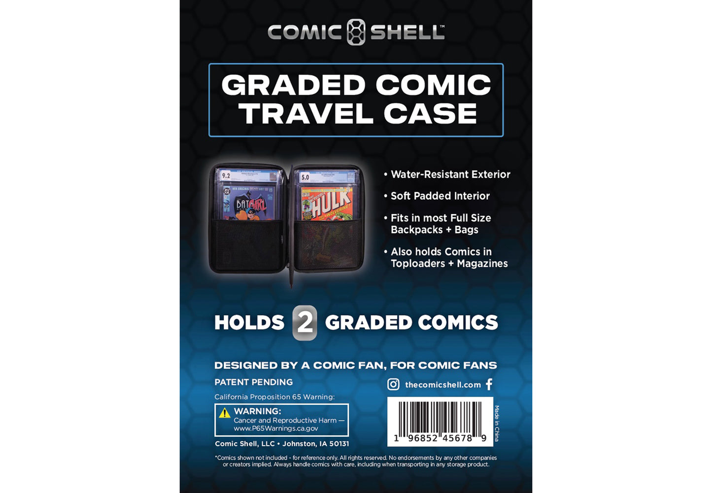 Comic Shell® V3 Graded Comic Travel Case - Black