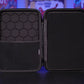 Open view of left half of Comic Shell travel case with a middle divider panel for protection