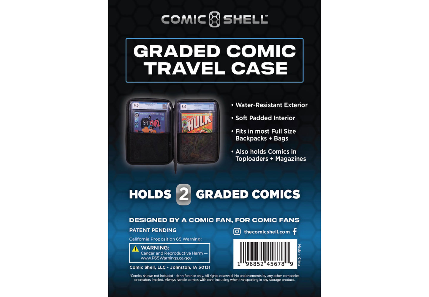 Comic Shell® Graded Comic Travel Case - Black
